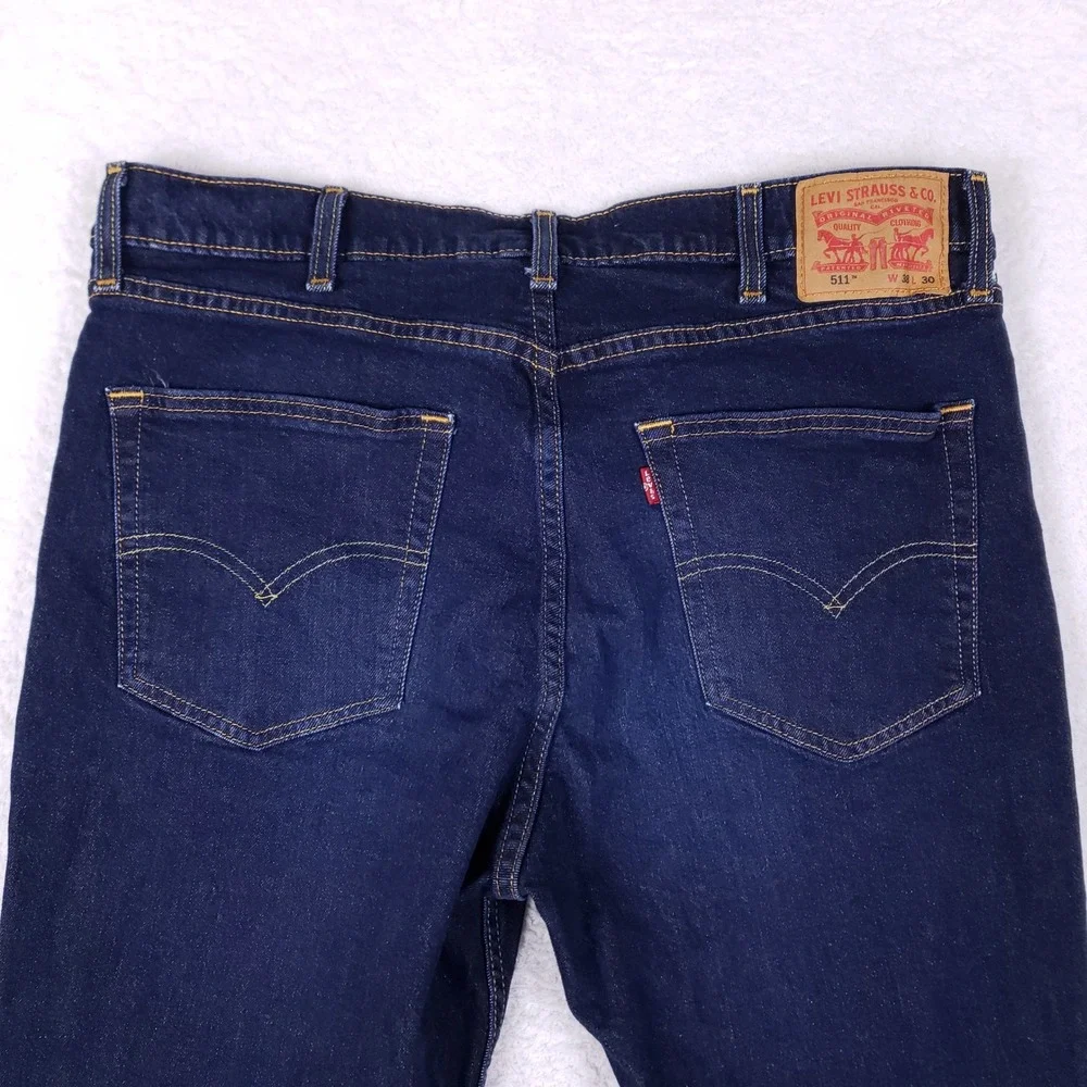 Levis 511 Slim Fit Jeans Mens 35x27 Dark Wash Blue‎ Stretch Denim Indigo